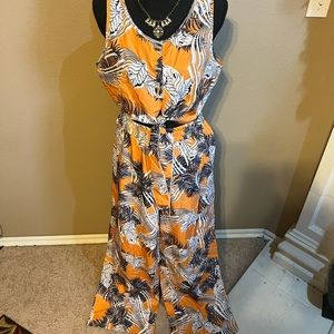 Floral Crop Top & Wide Leg Pants Set